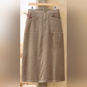 Coldwater Creek Straight Thick Corduroy Brown Skirt Brown Cottagecore PS